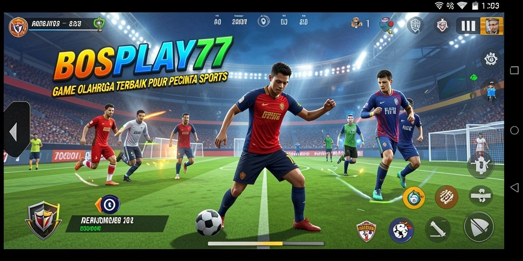 Screenshot gameplay <strong>BOSPLAY77</strong> menampilkan aksi seru di lapangan.