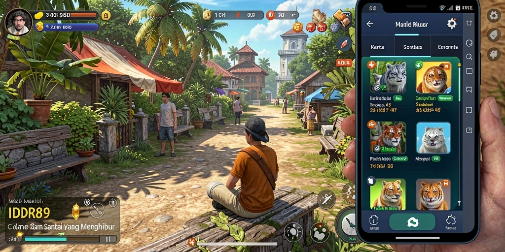 Tampilan gameplay menarik dari IDR89 dengan warna cerah dan karakter lucu.