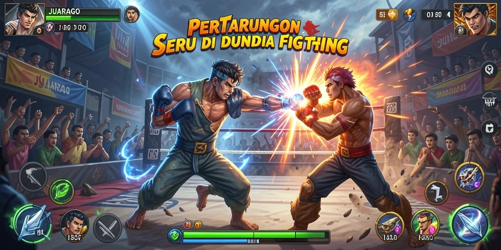 Screenshot JUARAGO menunjukkan aksi pertarungan yang mendebarkan dan karakter-karakter kuat.