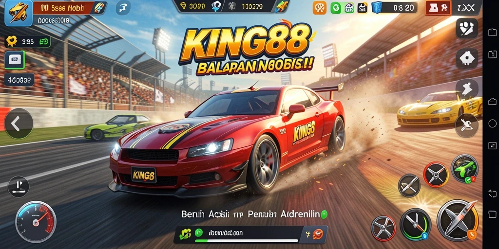 Tampilan menarik dari gameplay KING88 saat balapan mobil.