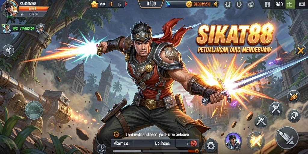 Tampilan aksi mendebarkan dalam gameplay SIKAT88.