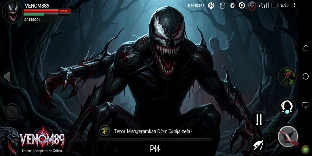 Tampilan gameplay yang menegangkan dan menakutkan di VENOM889.