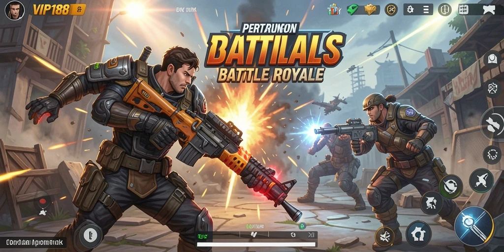 Screenshot VIP188 menampilkan aksi seru dalam pertarungan Battle Royale.