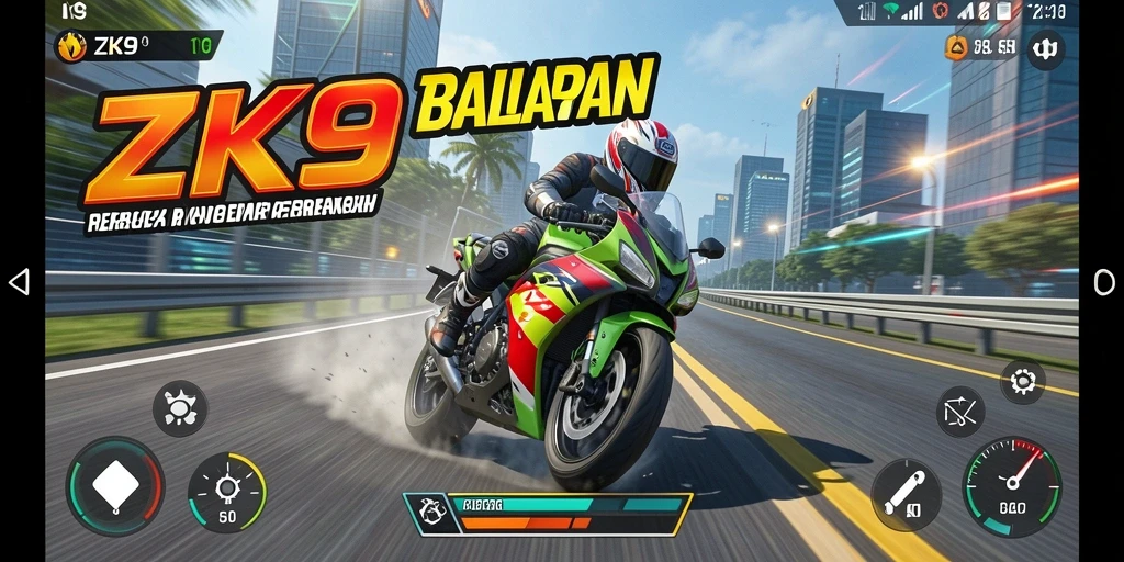 Gameplay ZK9 yang mendebarkan dalam aksi balapan motor.